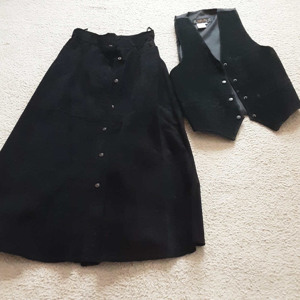 Black Suede Skirt with matching Vest